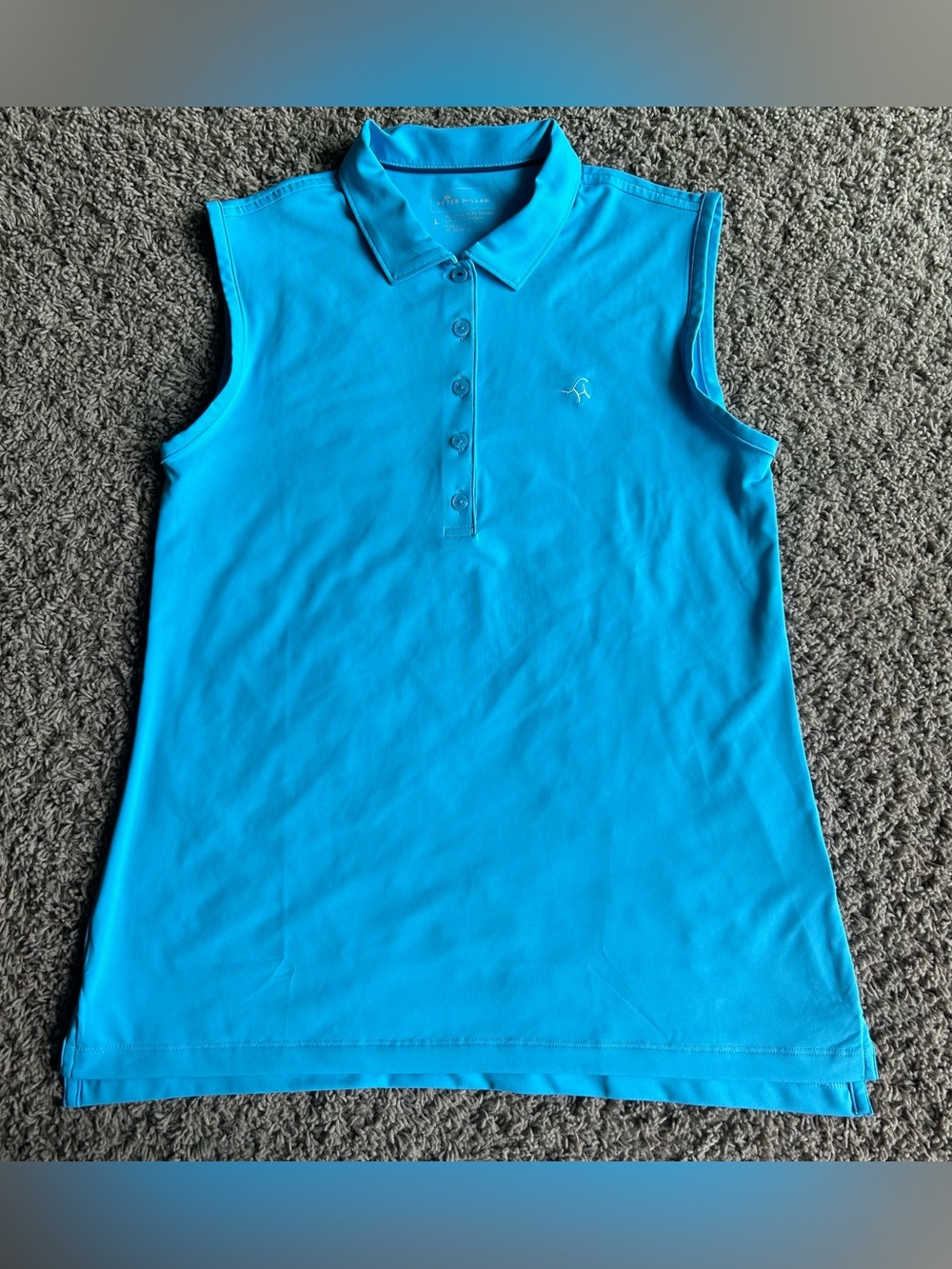 Peter Millar Sleeveless Polo Womens Large Vibrant Teal UPF50+ Stretch Golf Shirt